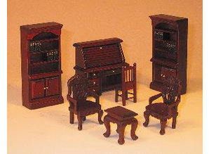 Euromini's EM9953/M Studeerkamer 7-delig Mahonie,1:24