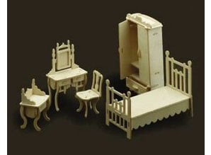 Woodscraft Poppenhuis meubels slaapkamer
