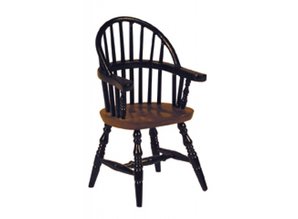 Deluxe Collection Eetkamerstoel met armleuningen, noten/ zwart