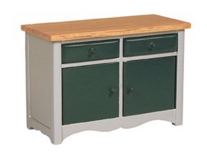 Deluxe Collection Keuken eiland, grijs/ groen/ eiken