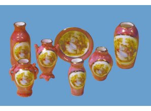 Euromini's Vazen en schaal, per 7